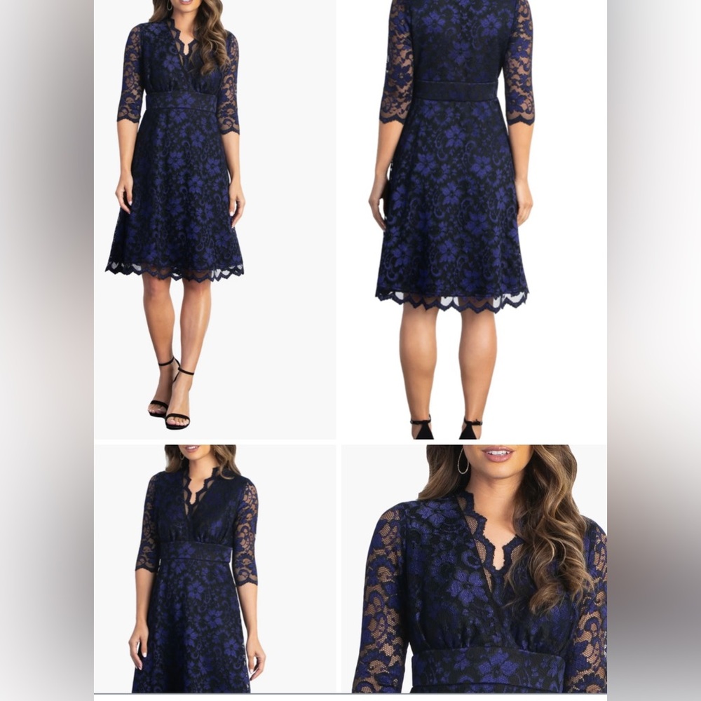 Kiyonna Mon Cherie A Line Lace Dress -violet noir size 1x